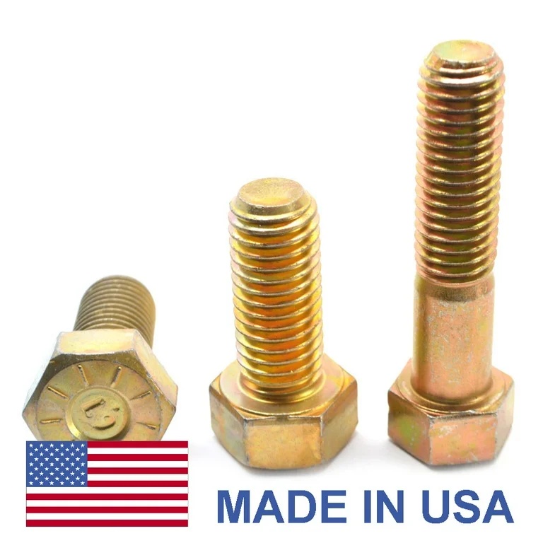 Picture of Brighton Best BR440634 3/4"-16X4 1/2",(Pt) L-9 Hex Head Cap Screw Fine Alloy Zinc-Yellow Cr+3 (U.S.A.)